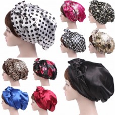 Satin Bow Headscarf Sleeping Bonnet Hair Wrap women Silk Cap Headband Headwear  eb-18817836